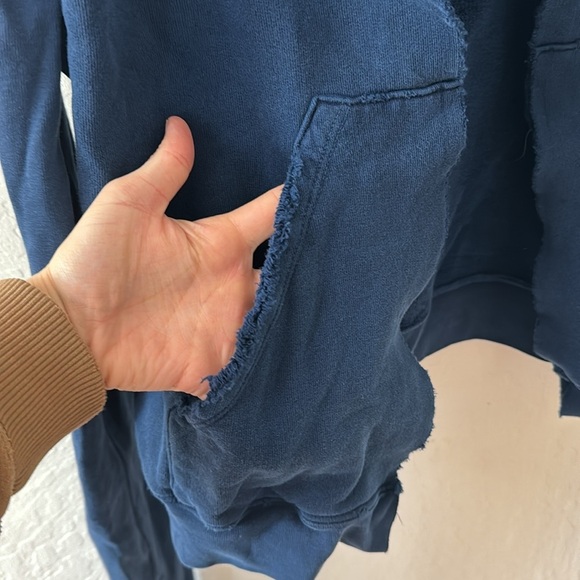 Frank & Eileen Navy Blue Tee Lab Worn Edge Zip Up Blazer Hoodie - Picture 3 of 10